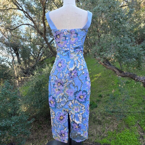 NWT $298 DRESS THE POPULATION NICOLE DRESS IN SKY BLUE MULTI SIZE S - Picture 5 of 9